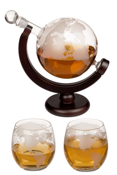 Whiskykaraffel Globe med 2 Glass