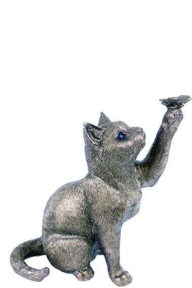 Katt Statue Sommerfugl