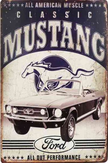 Metallskilt Retro Ford Mustang