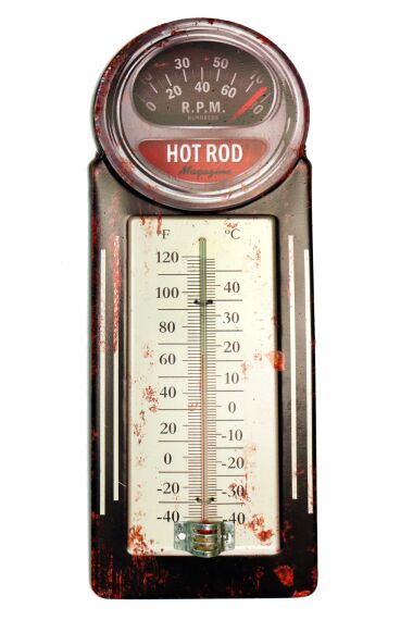 Retro Metallskilt Termometer Hot Rod