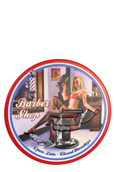 Retro Metallskilt Barber Shop Pin Up Girl