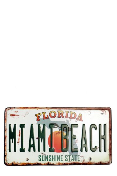 Retro Bilskilt i metall Miami Beach