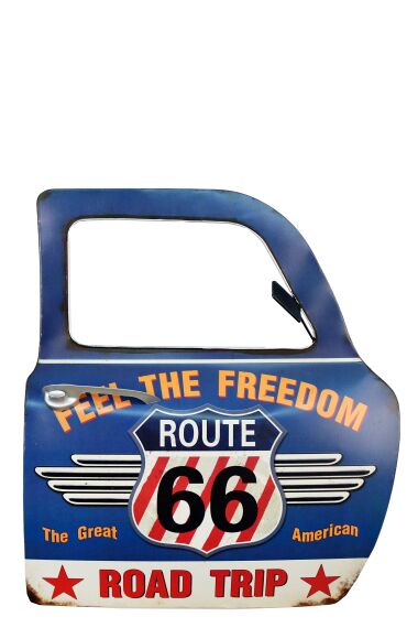 Retro Metallskylt Bildør Route 66 Freedom