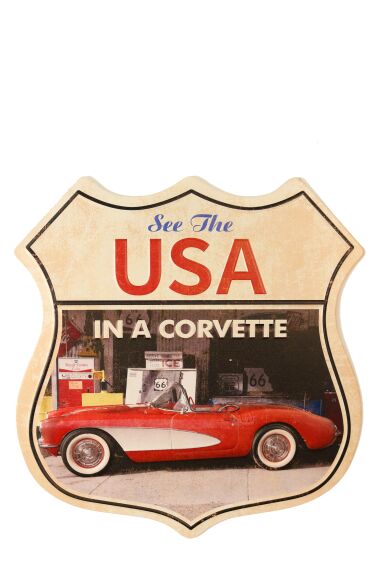 Retro Metallskilt See The USA in a Corvette