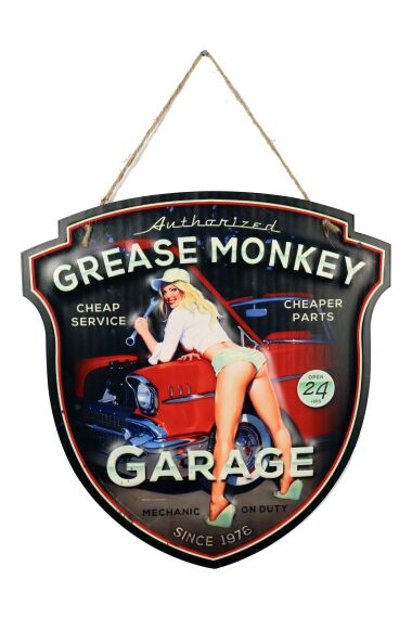Retro Metallskilt Grease Monkey Garage
