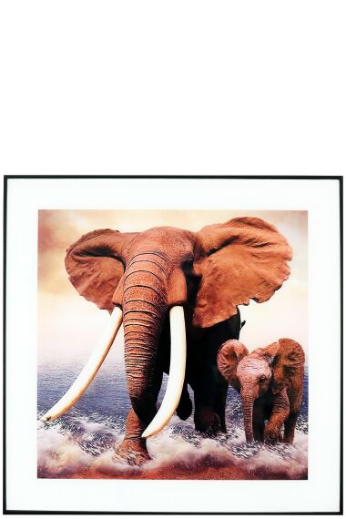 Maleri i Glass Elefant & Baby